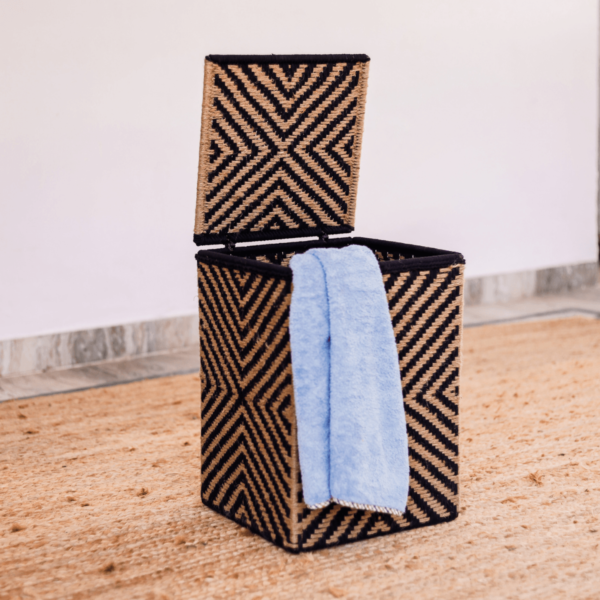 Black Jute Laundry Basket - Image 4