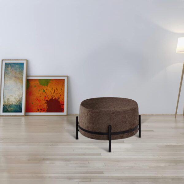 Velvet Round Ottoman Pouf Stool - Image 2