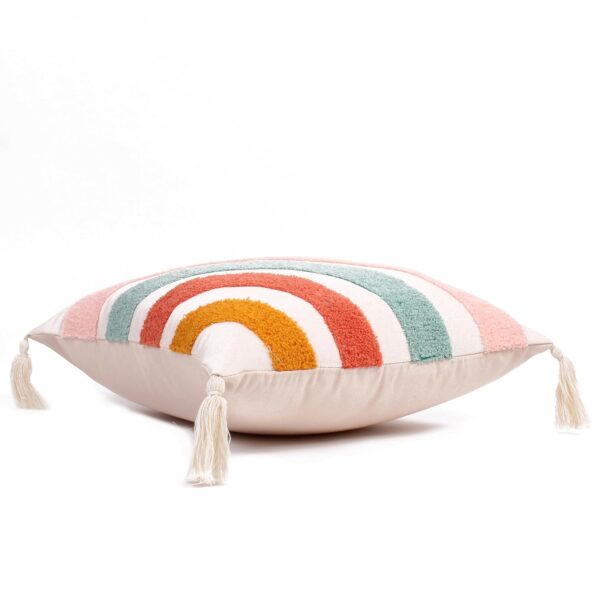 Rainbow Tufted Cushion Cover with Tassel - Image 3