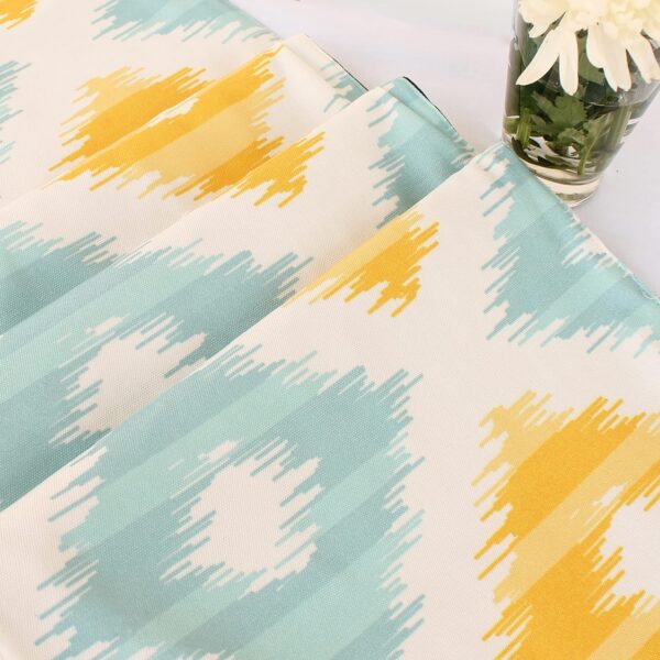 Yellow and Teal Printed Table Runner with Tassel