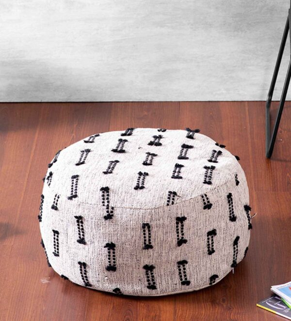 Fabric Pouffes in Cream Color - Image 2