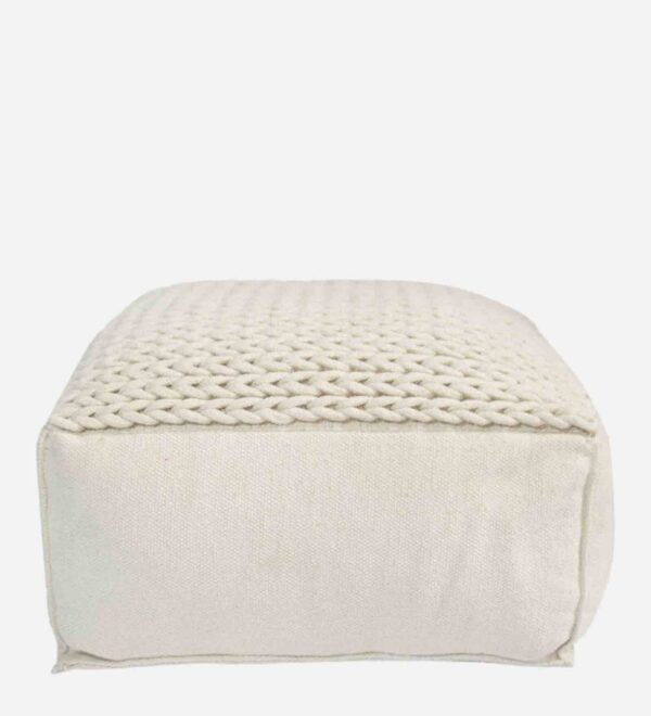 Fabric Pouf in White Color - Image 3