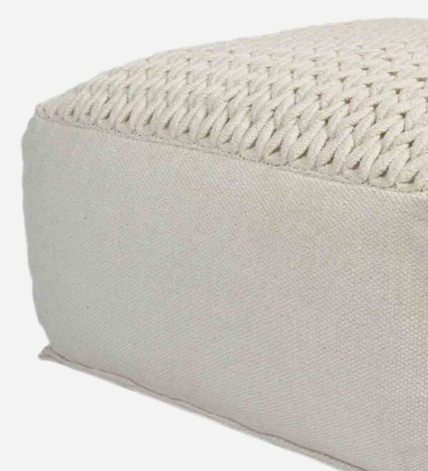 Fabric Pouf in White Color - Image 4