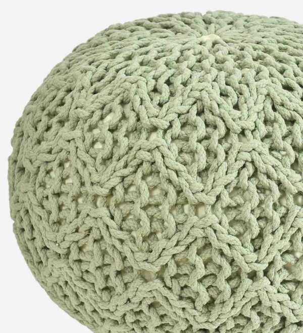 Knitted Pouf in Green Color - Image 3