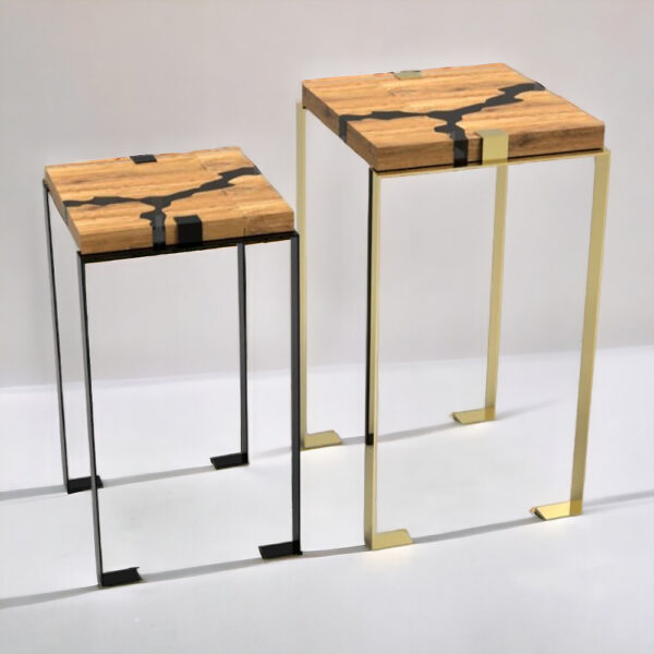 Epoxy Inlay Set of 2 Side Table - Image 2