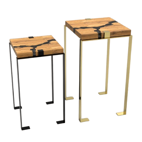 Epoxy Inlay Set of 2 Side Table
