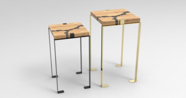 Epoxy Inlay Set of 2 Side Table - Image 3