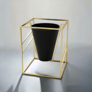 Black Vase with Metal Cage - Image 2