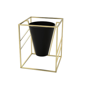 Black Vase with Metal Cage