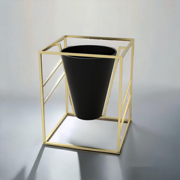 Black Vase with Metal Cage - Image 2