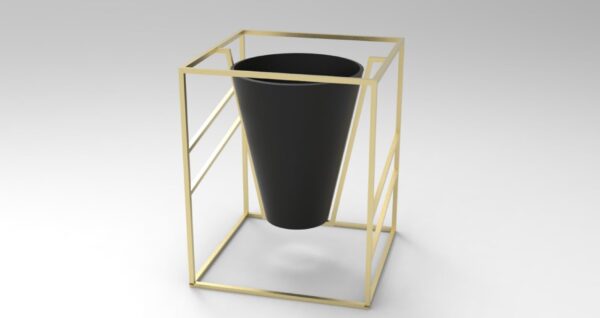 Black Vase with Metal Cage - Image 3