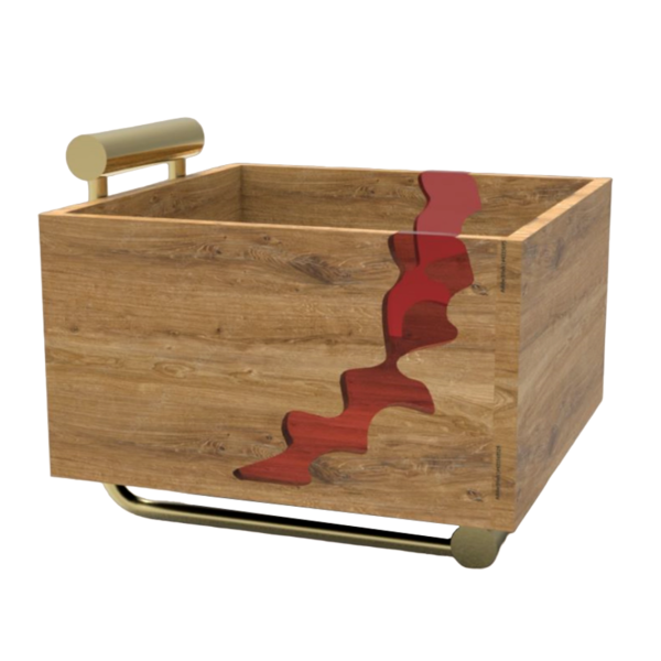Wooden Bowl with Metal Handle