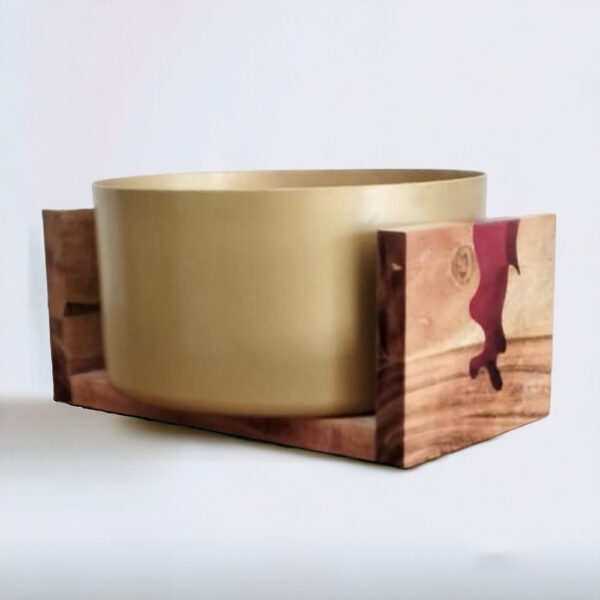 Wooden Base Metal Bowl - Image 2