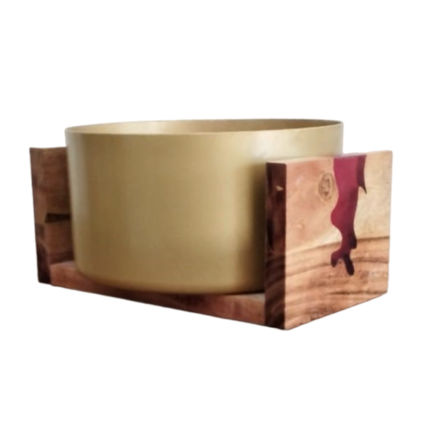 Wooden Base Metal Bowl