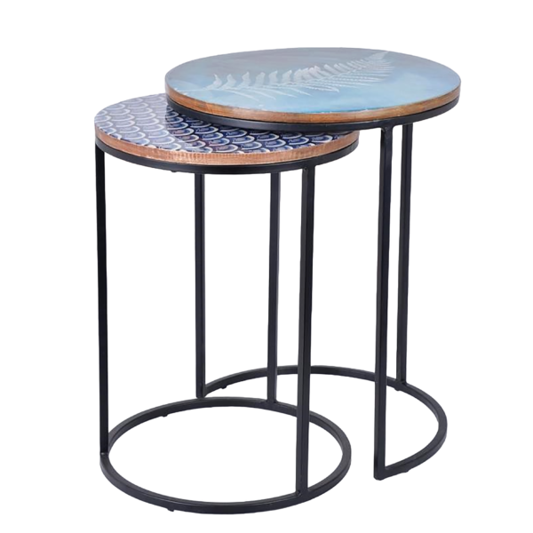 Round Nested Table with Wooden Top