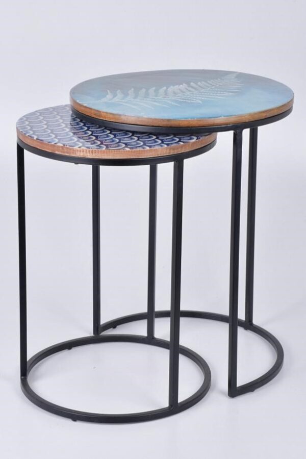 Round Nested Table with Wooden Top - Image 3