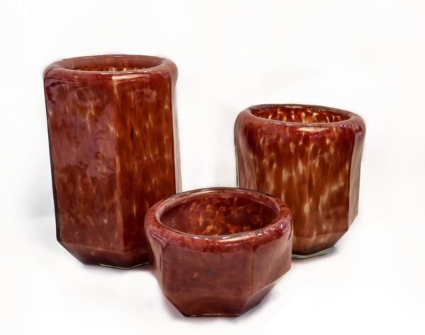 Red Flower Pot Set of 3 - Image 2