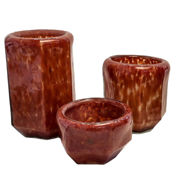 Red Flower Pot Set of 3