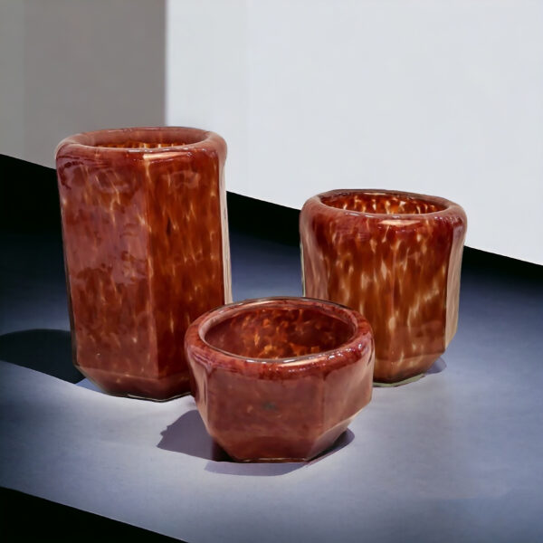 Red Flower Pot Set of 3 - Image 3