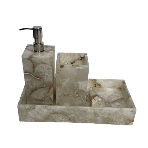 White Agate Bath Set