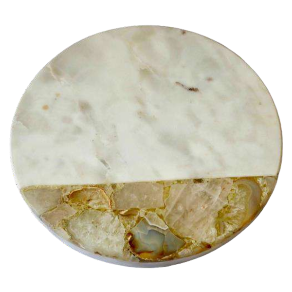 Marble Natural Yellow Agate Round Platter