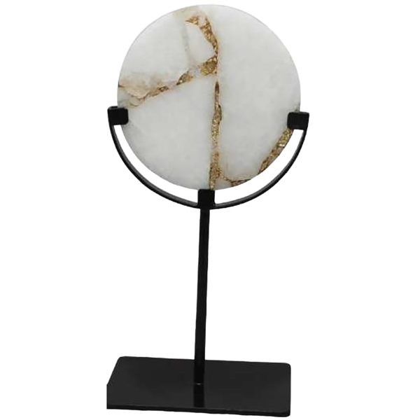 White Quartz Gold Shimmer Decorative Stand