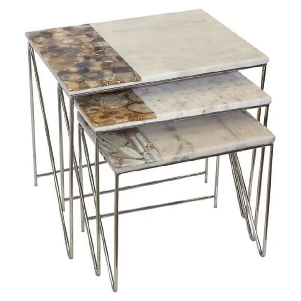 Marble Fusion Semi Precious Nesting Table