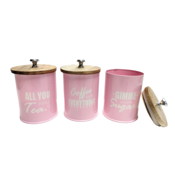 Storage Canister Set with Wooden Lid - Image 3