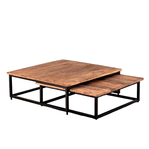 Wooden Top Coffee Table Set of 2